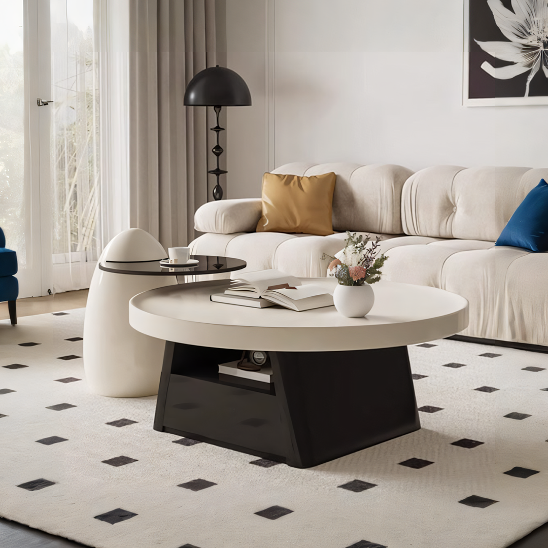 Bess Coffee Table, White & Black