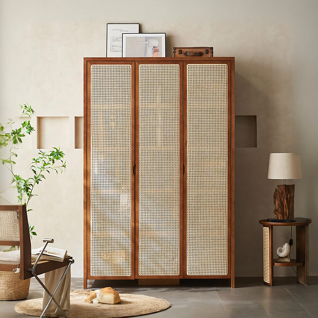 Cameron Rattan Wardrobe, Solid Wood