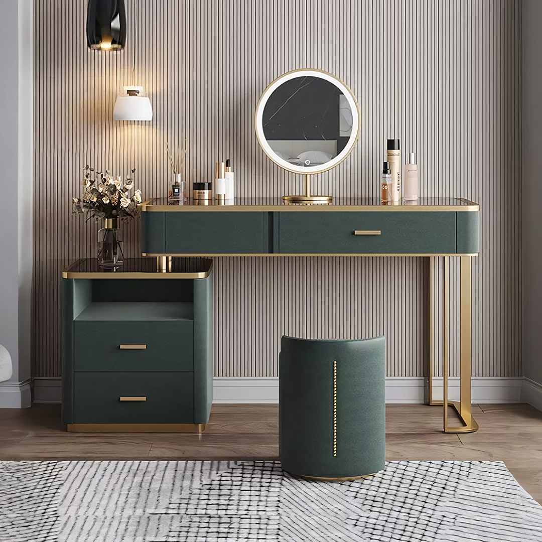 Casey-Lee Dressing Table with Mirror, Builtin Storage Box