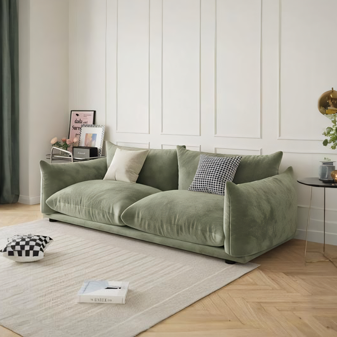 Editha Two Seater Sofa, Three Seater Sofa, Four Seater Sofa, Green Velvet-Rit Concept-Green-Single Seater-NO Ottoman-Rit Concept