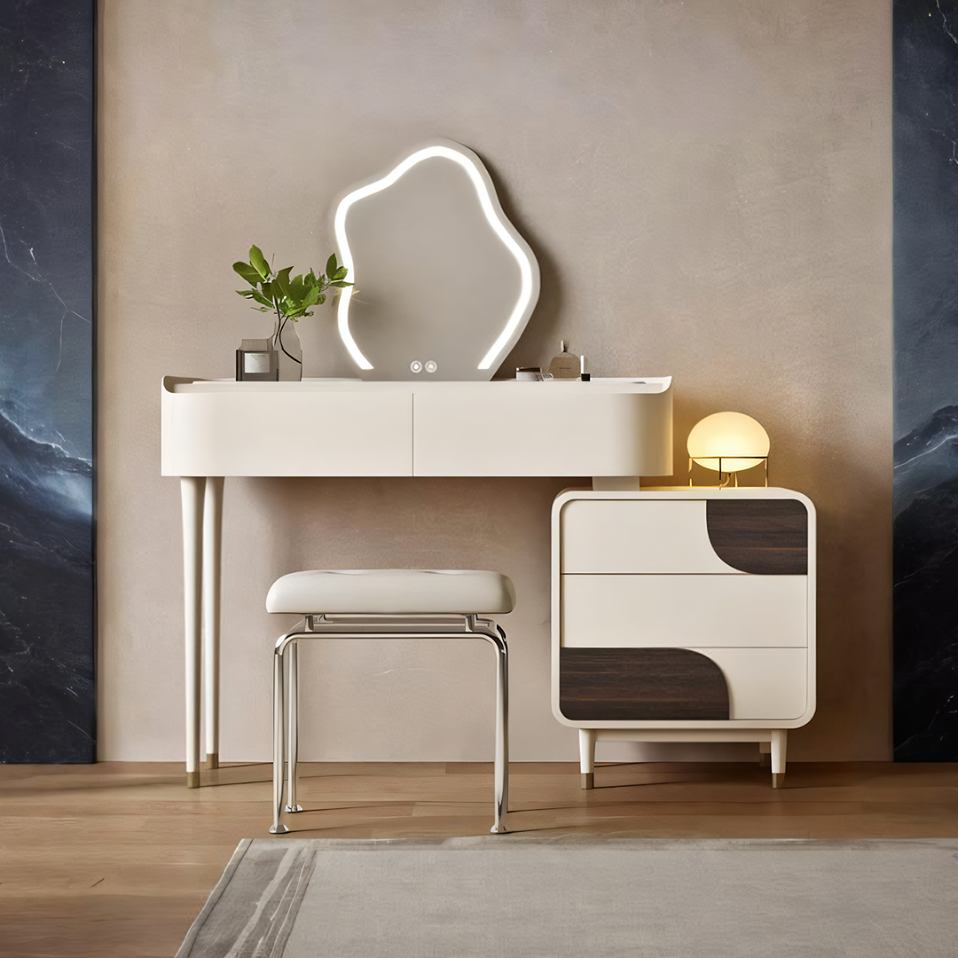 Ellie Dressing Table, With Stool, White