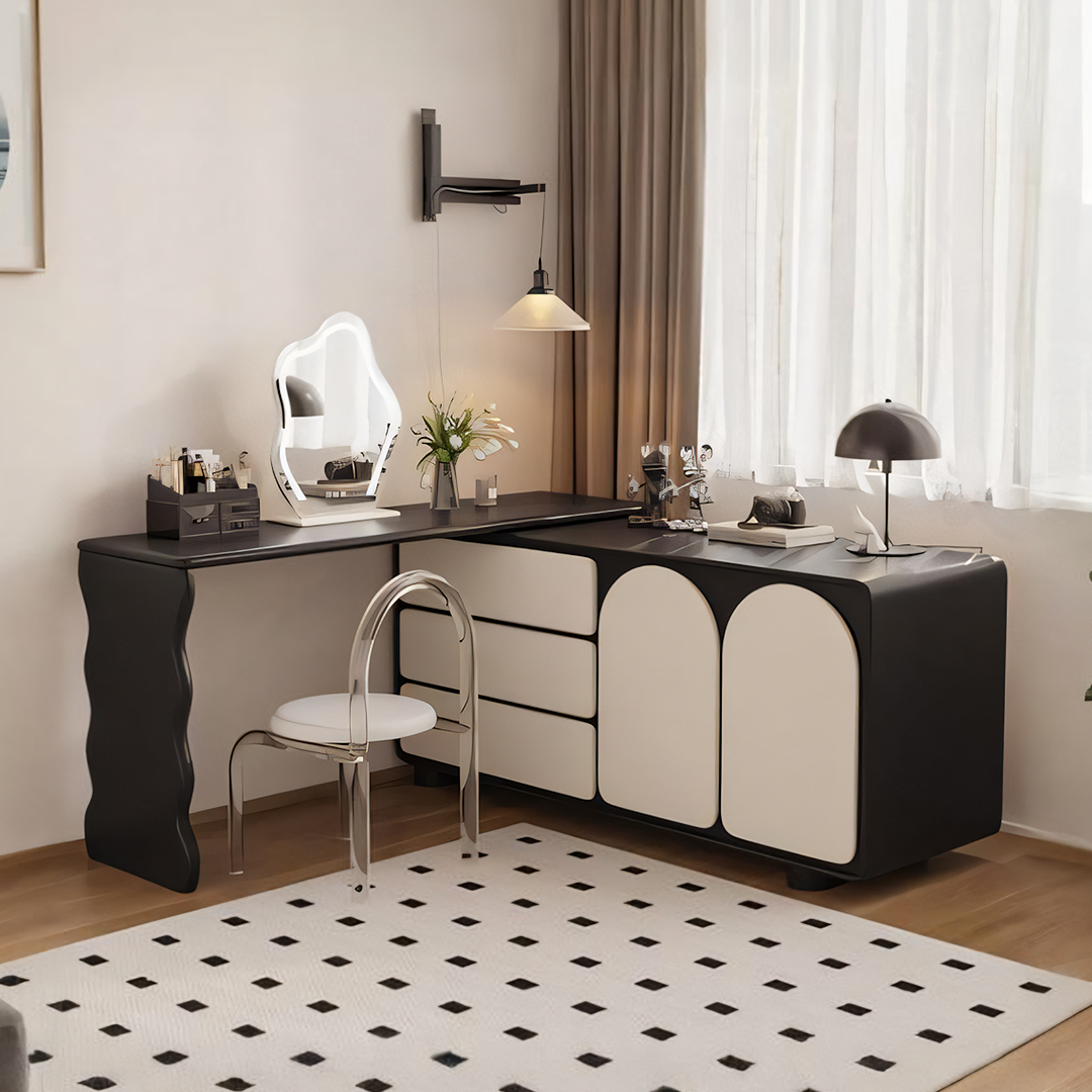 Fannie Dressing Table With Sideboard, Black & Cram