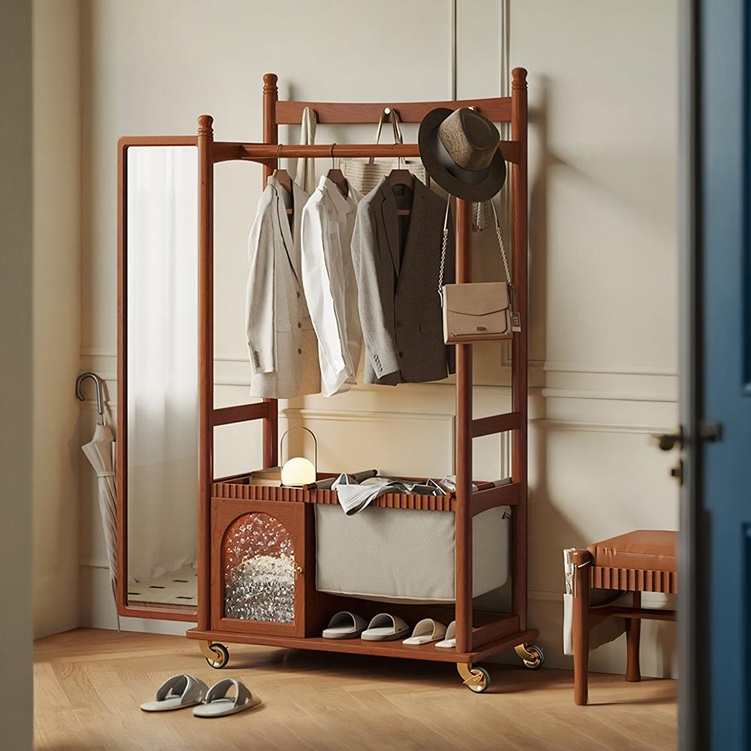 Grace Wardrobe, Cloth Rack, With Mirror-Rit Concept-Rit Concept