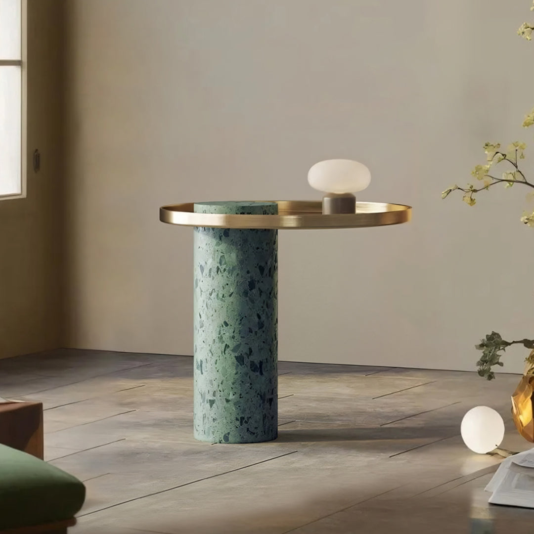 Henrietta Side Table, Stainless Steel & Marble