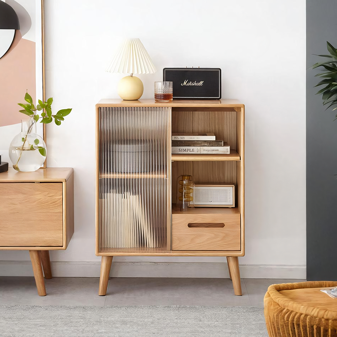 Iris Sideboard with Glass Door and Drawer, Oak