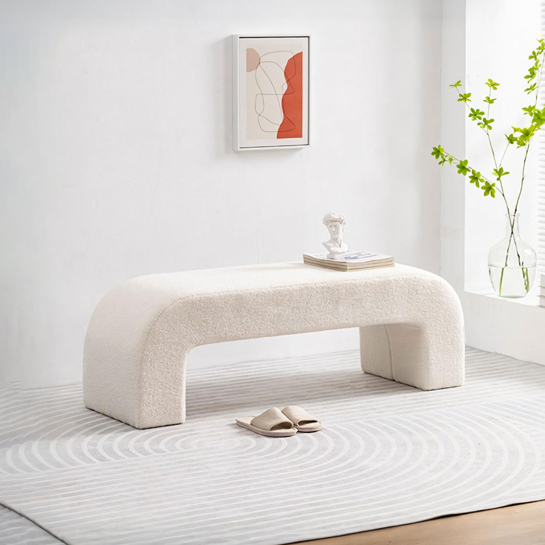 Maxine Boucle Bench, White Boucle