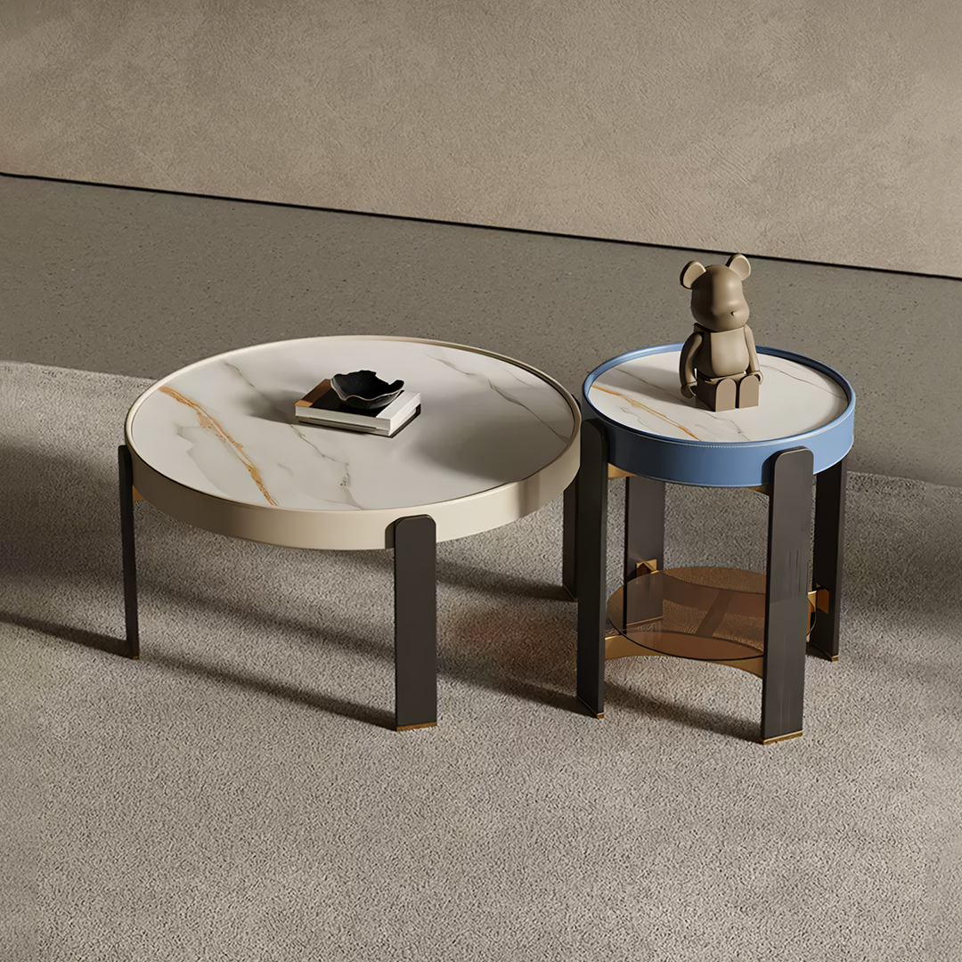 Moira Coffee Table, Sintered Stone & Rubber Wood