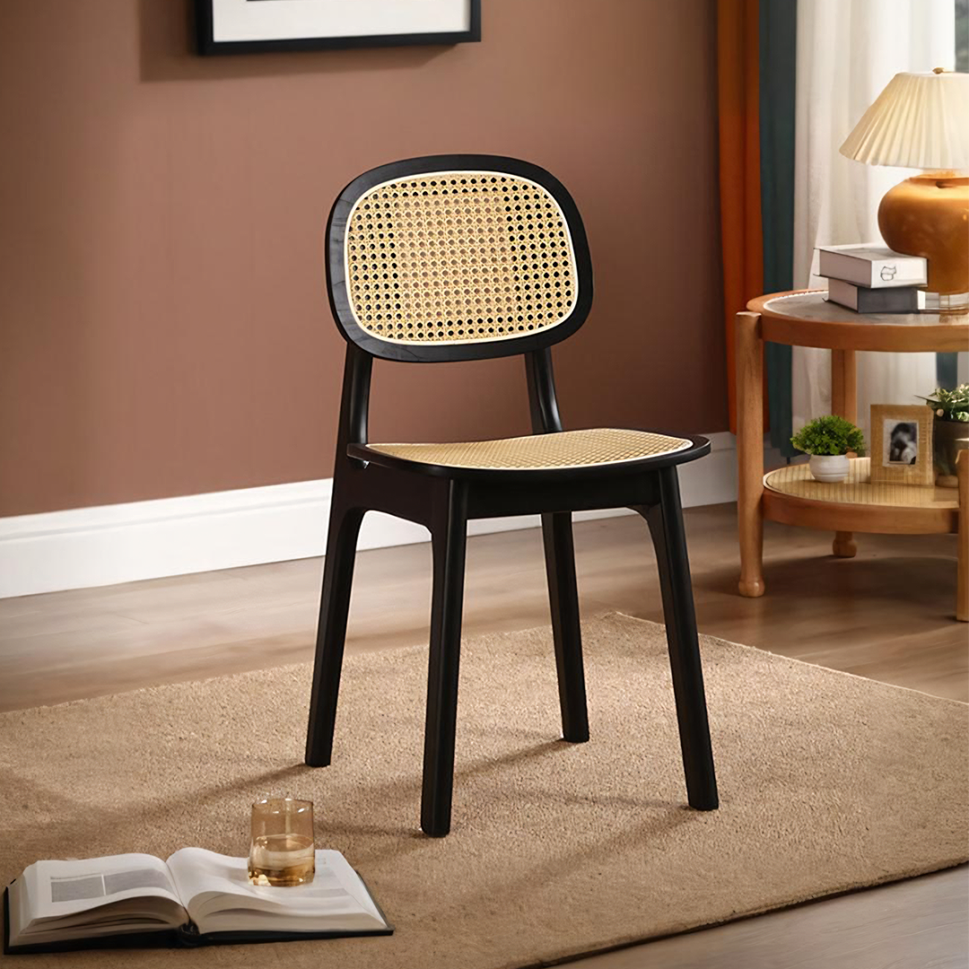 Nicole Rattan Dining Chair, Solid Wood