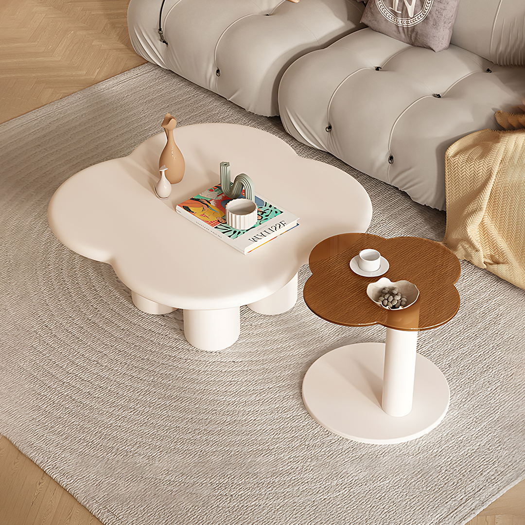 Persis Coffee Table Set, Cream & Tan