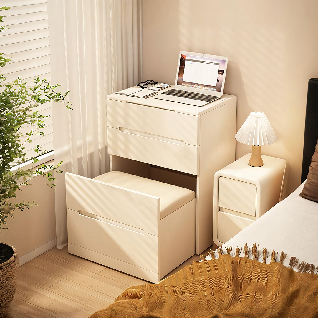 Prudence Dressing Table With Storage Stool, Cream