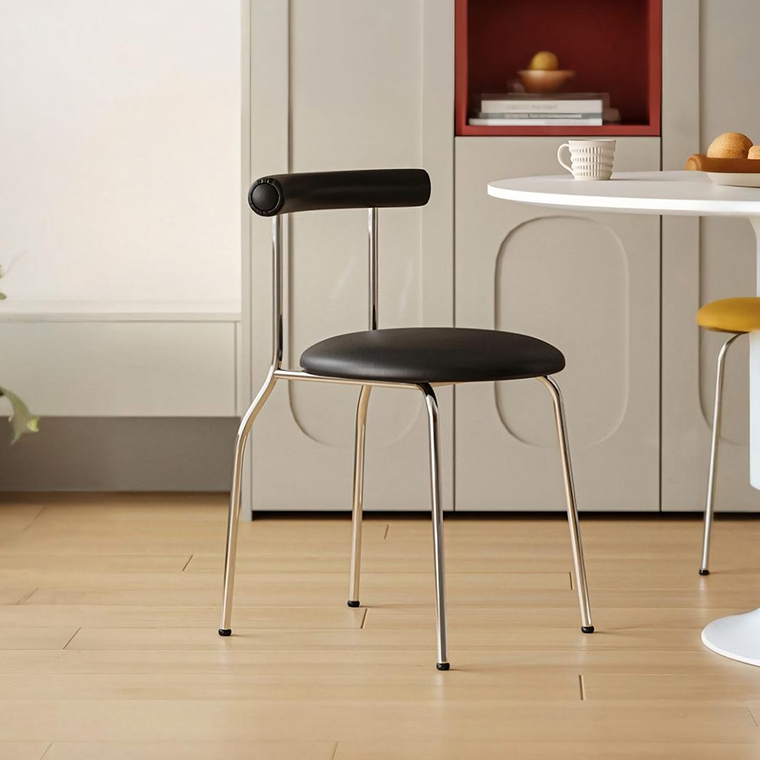 Sagan Dining Chair, Leather & Carbon Steel Alloy