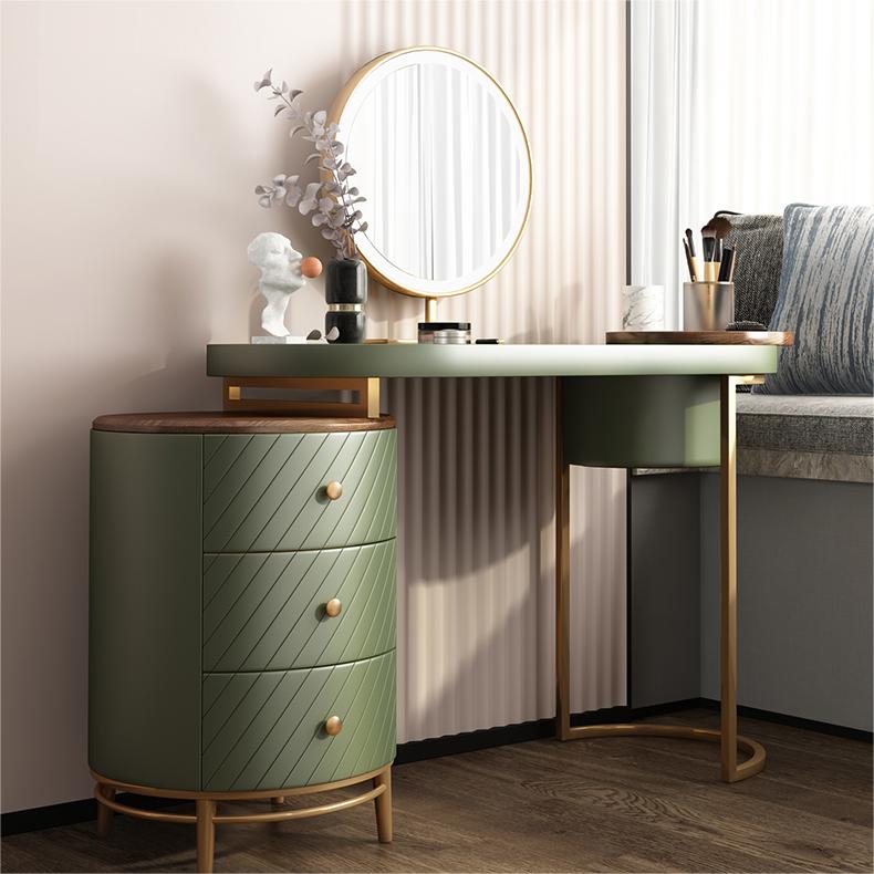 Tandy Dressing Table, Green/ White/ Black And Gold