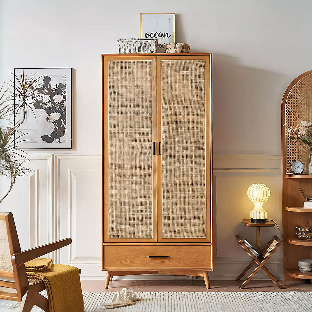 Vernon Rattan Wardrobe, Solid Wood