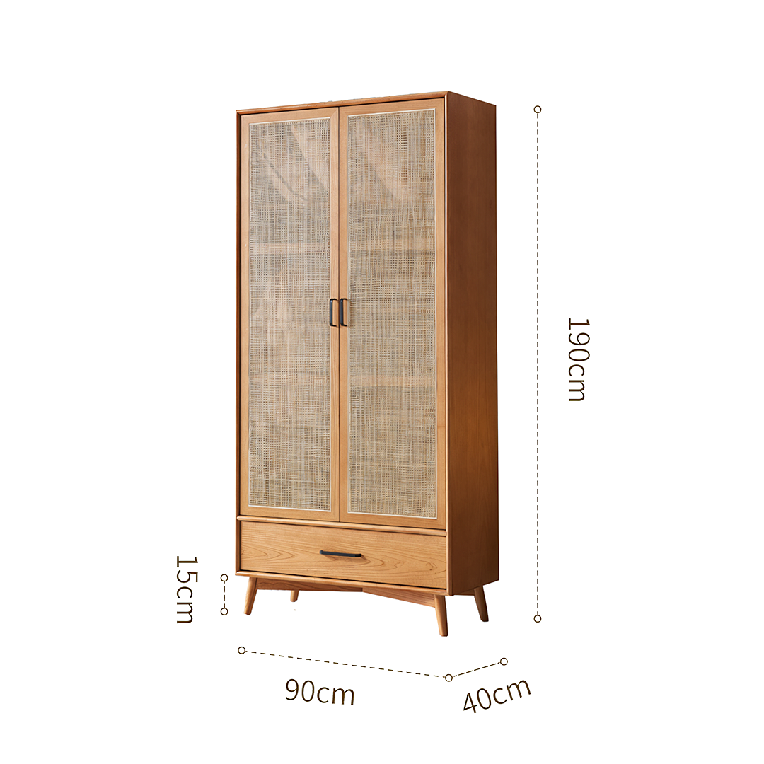 Vernon Rattan Wardrobe, Solid Wood