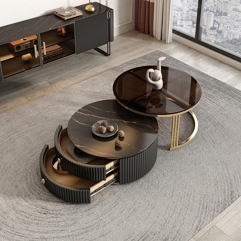 Bell Nesting Coffee Table, Glass-Ritconcept-Black Top + Glass Top-No-Rit Concept