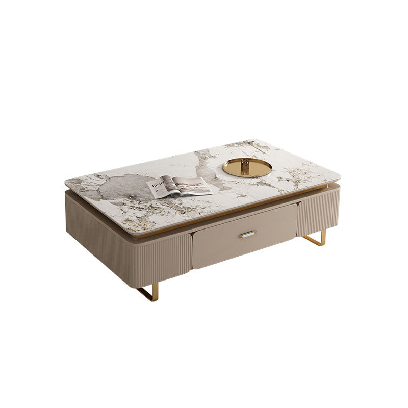 Carl Living Room Set, Carl Rectangle Coffee Table, Gold Leg｜Rit Concept