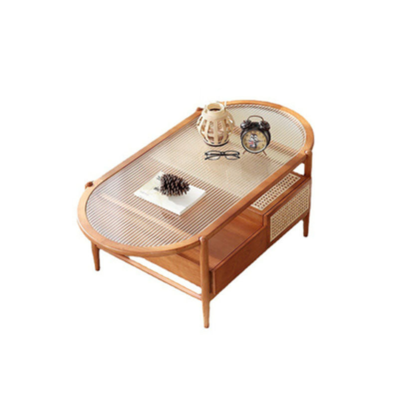 Alethea Wooden Rattan Coffee Table, Glass & Wood｜Rit Concept