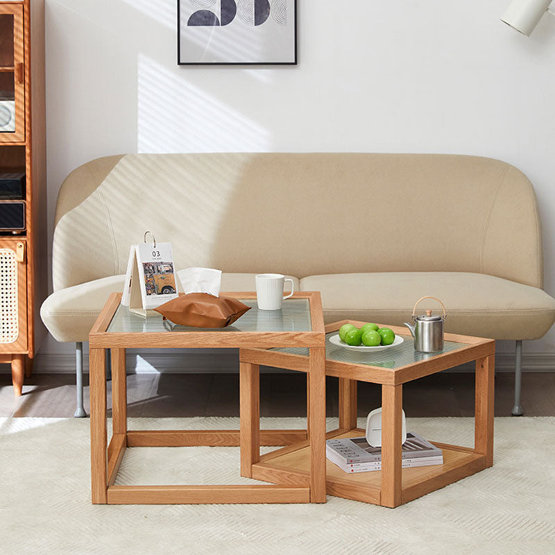 Iggy Nesting Wooden Coffee Table, Glass｜Rit Concept