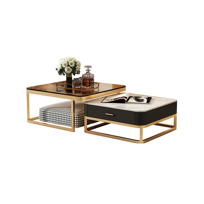 Horace Square Coffee Table, Tan & White-Ritconcept-Rit Concept