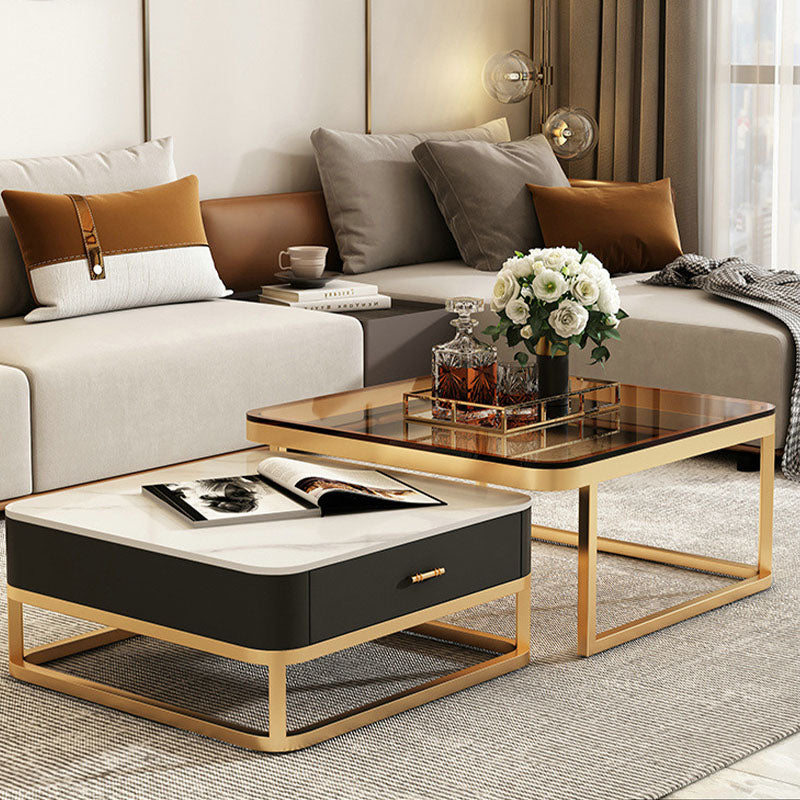 Horace Square Coffee Table, Tan & White-Ritconcept-Rit Concept