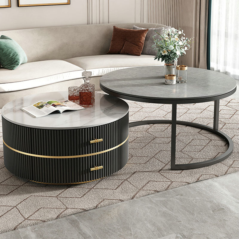 Neddy Nesting Coffee Table With Drawers, Sintered Stone｜Rit Concept