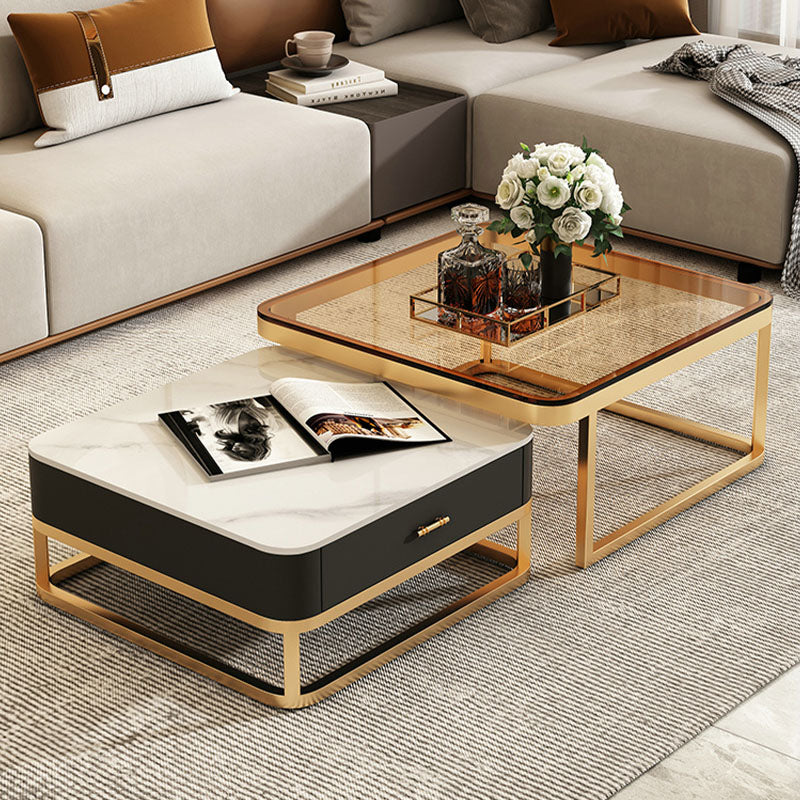 Horace Square Coffee Table, Tan & White-Ritconcept-Rit Concept