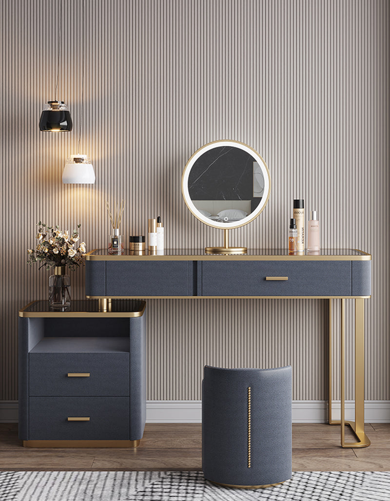 Casey-Lee Dressing Table with Mirror, Builtin Storage Box｜Rit Concept