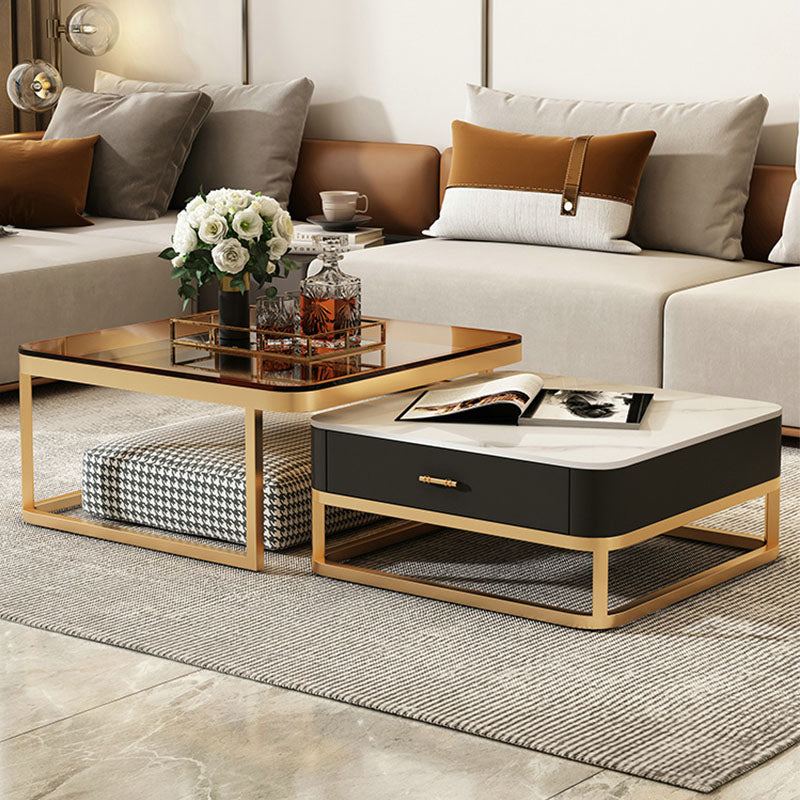 Horace Square Coffee Table, Tan & White-Ritconcept-Rit Concept