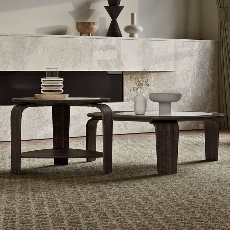 Chloe Round Nesting Coffee Table Set, Walnut｜Rit Concept