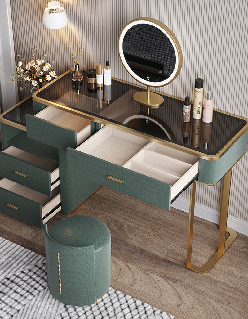 Casey-Lee Dressing Table with Mirror, Builtin Storage Box｜Rit Concept