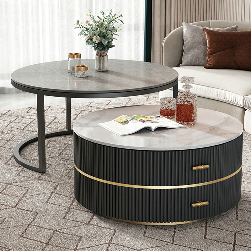 Neddy Nesting Coffee Table With Drawers, Sintered Stone｜Rit Concept