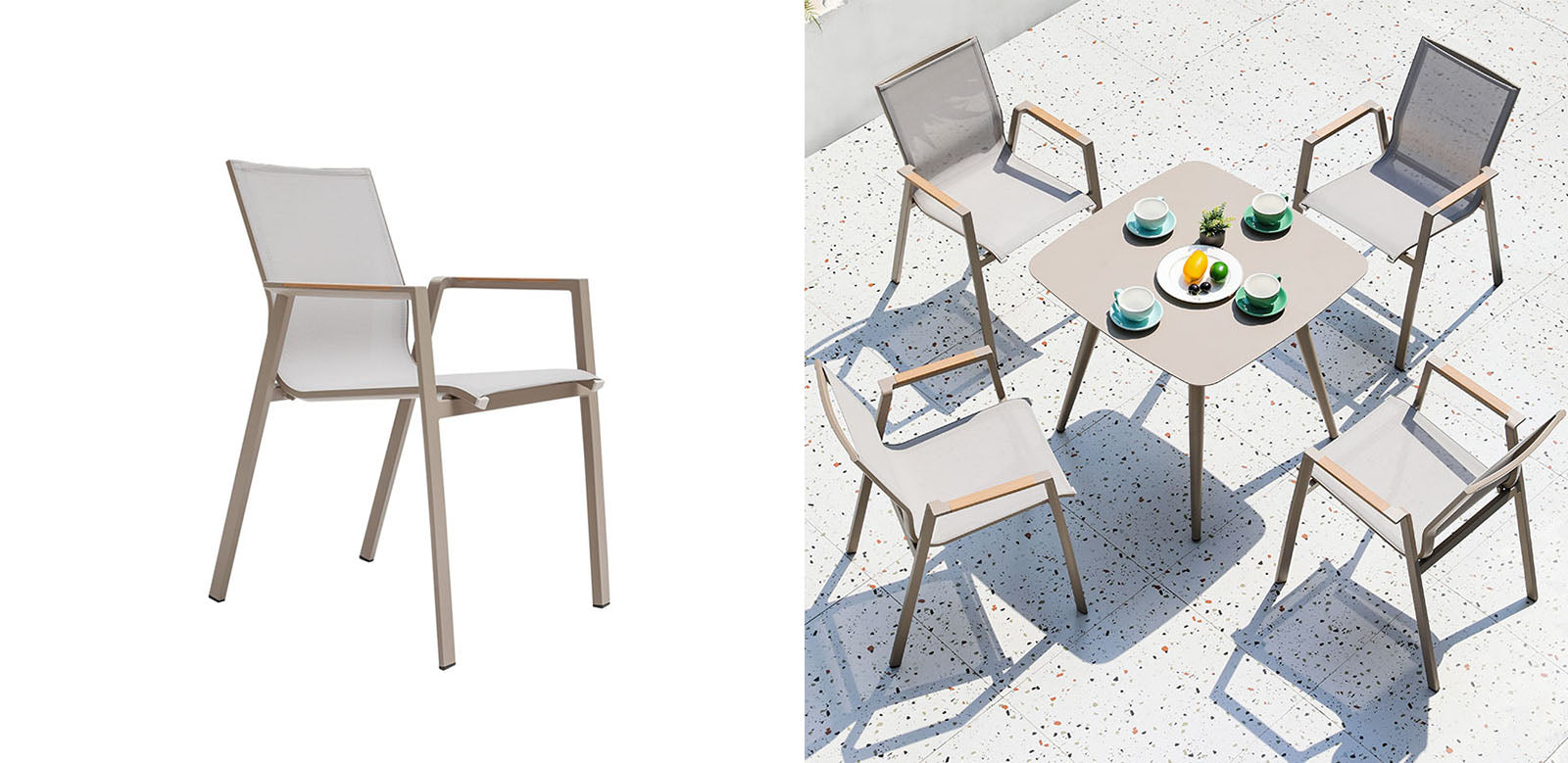 Kaitlyn L08 Outdoor Dining Chair Table Set｜Rit Concept