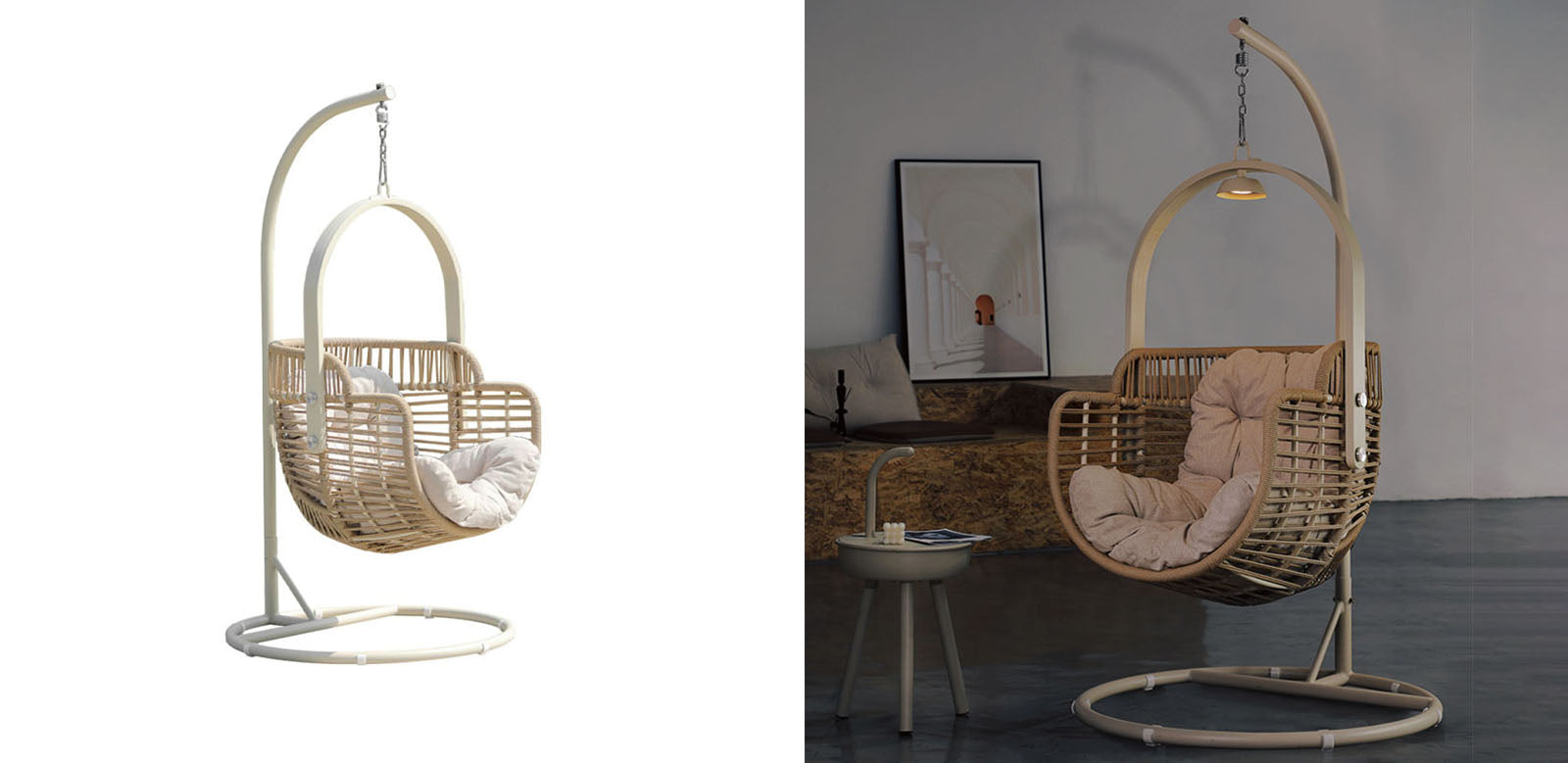 Paloma Rattan Garden Hanging Egg Chair with Stand, Indoor/ Outdoor Furniture｜Rit Concept