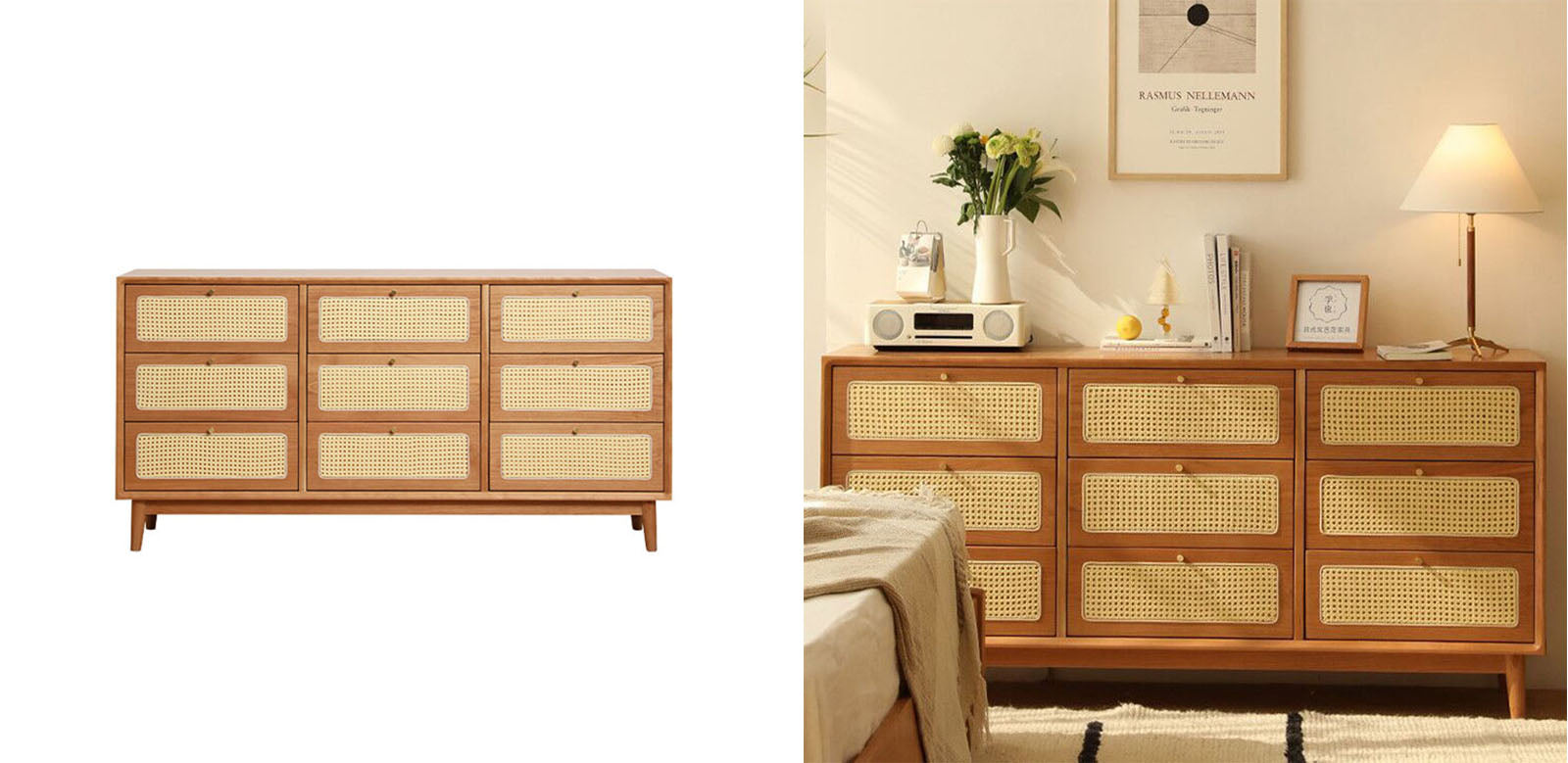 Vivian Cabinet, Rattan & Wood-Ritconcept-Rit Concept