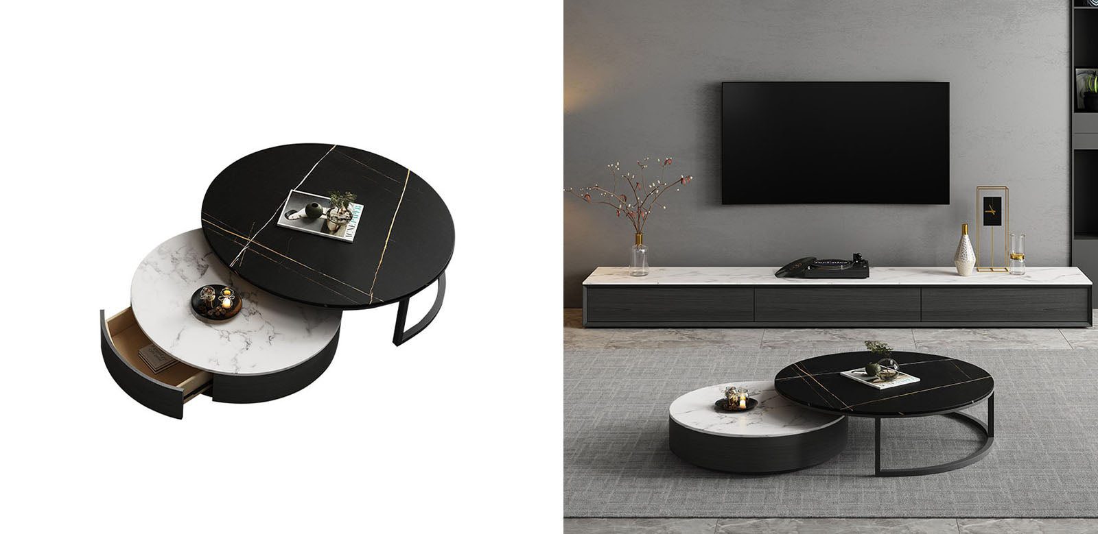 Vasagle Living Room Set, Vasagle Nesting Coffee Table, Sintered Stone｜Rit Concept