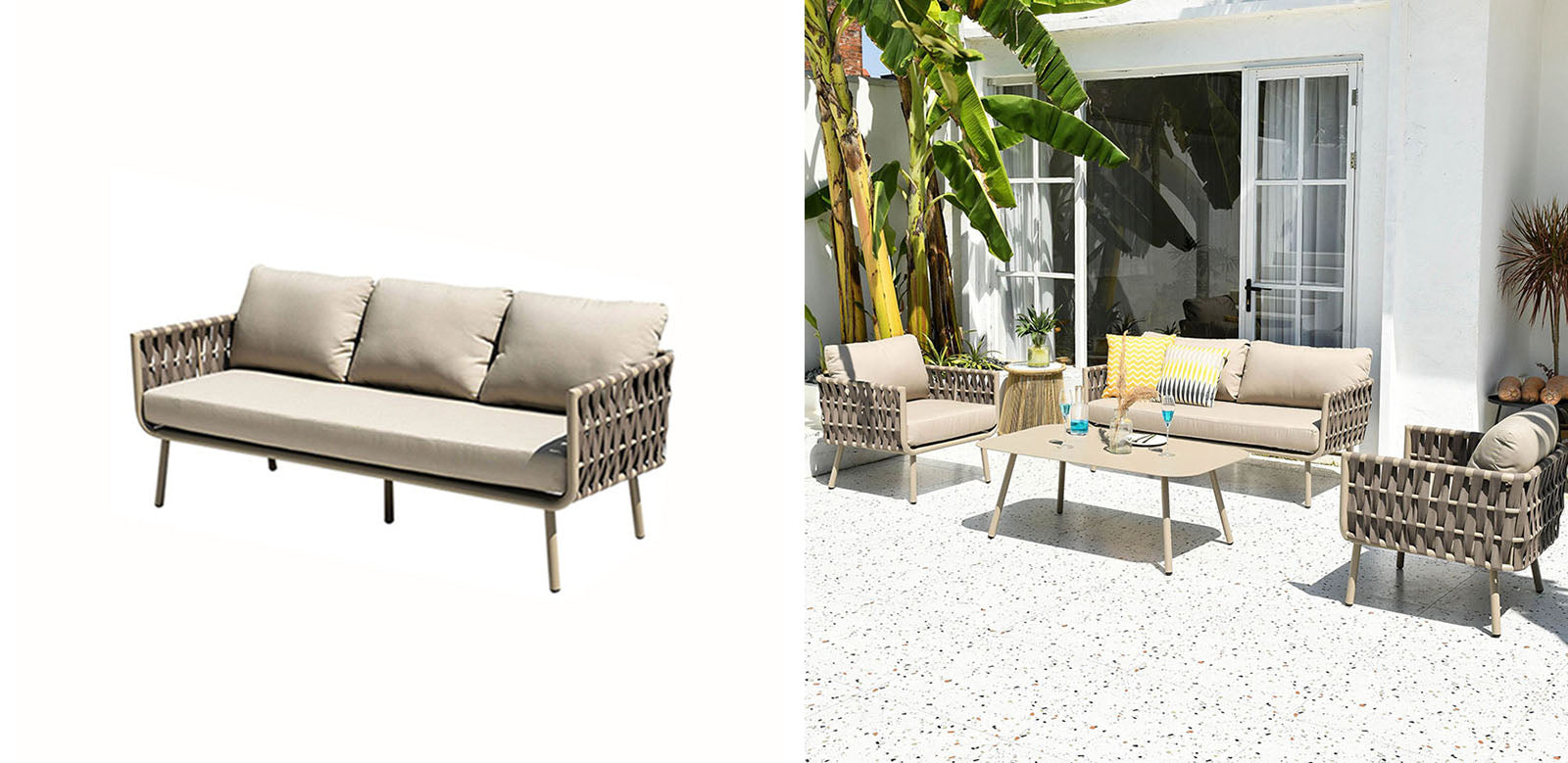 Kenneth Outdoor Sofa Set (Armchair x 2 + Sofa + Coffee Table)｜Rit Concept
