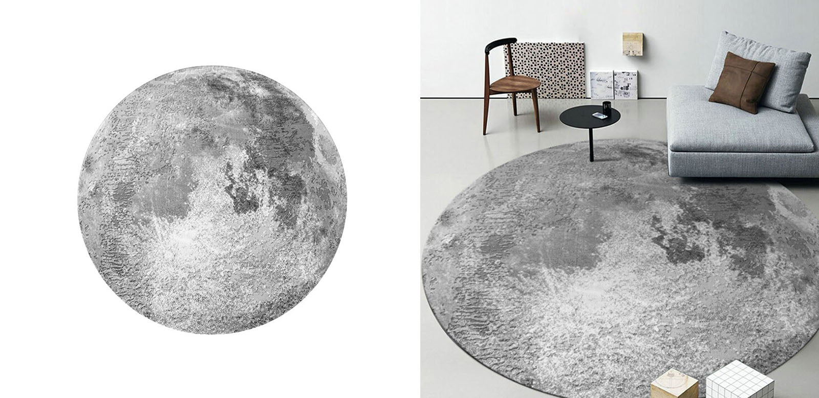 Grey and White Moon Rug, Various Styles Available｜Rit Concept