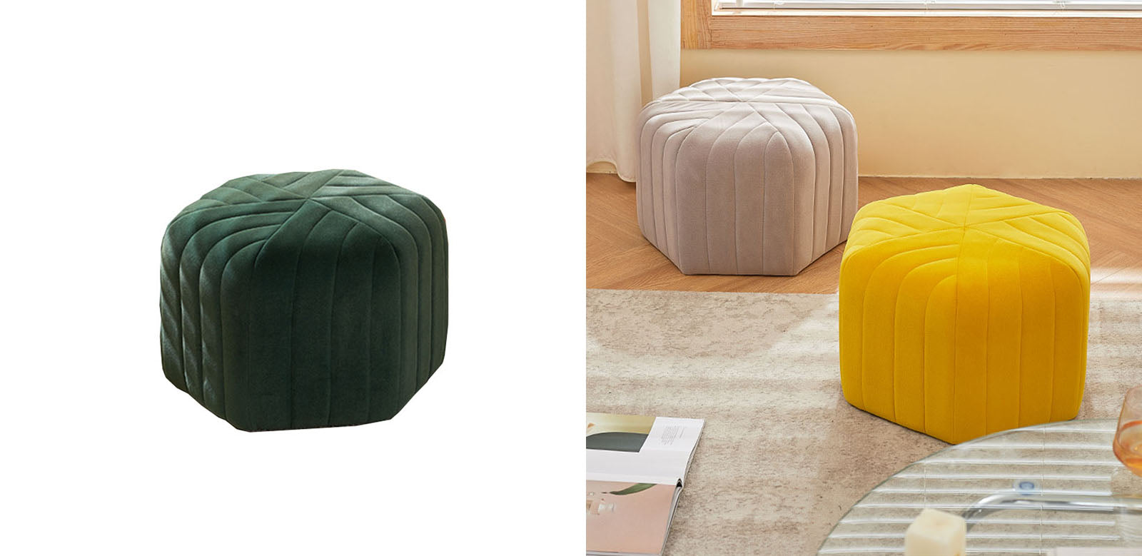 Della Footstool, Velvet｜Rit Concept