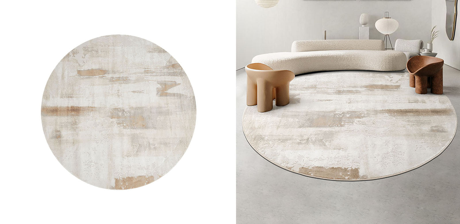 DA Natural Round Wool Rug, Various Styles Available｜Rit Concept