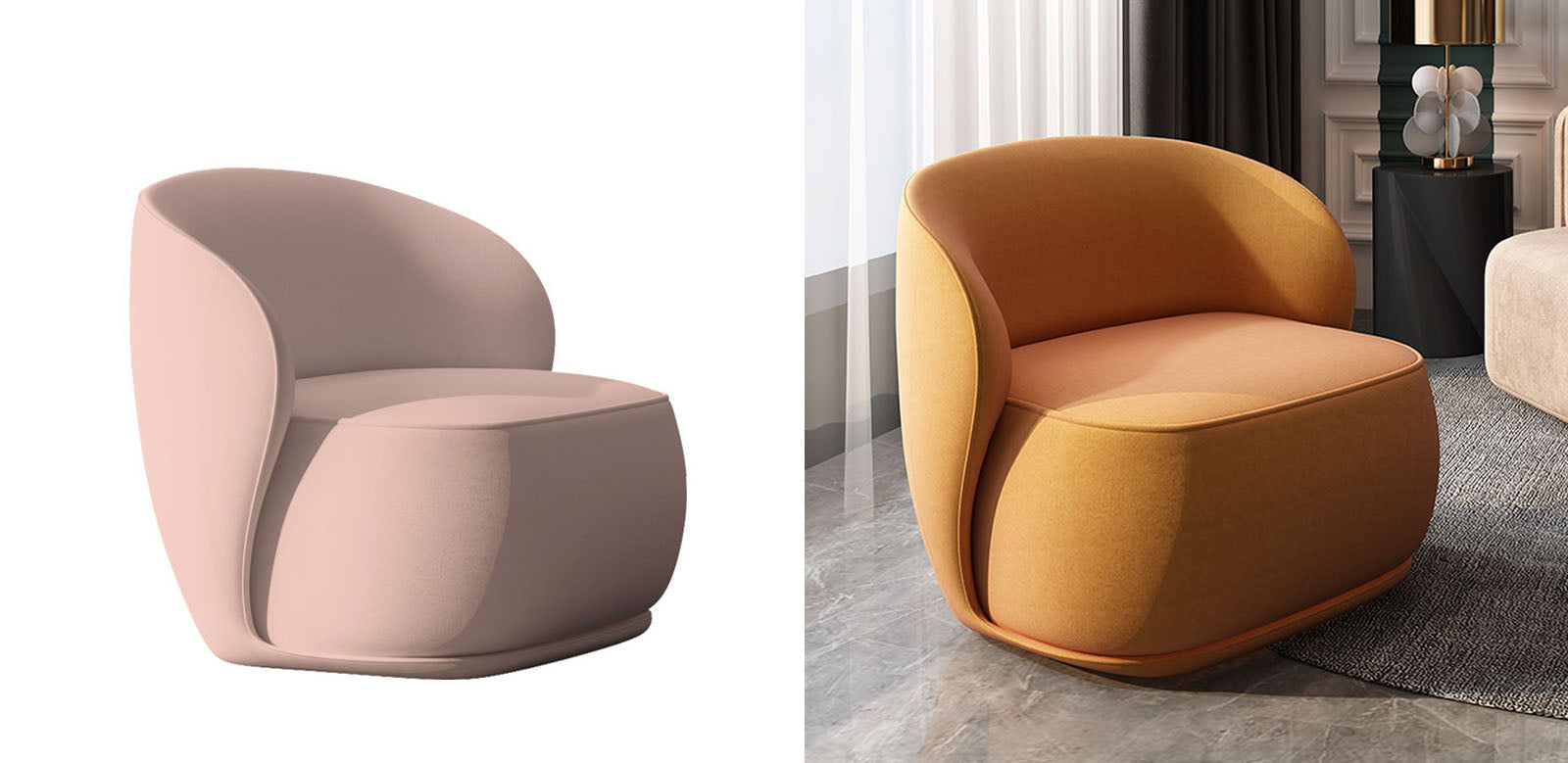 Charlene Stylish Armchair, Velvet｜Rit Concept