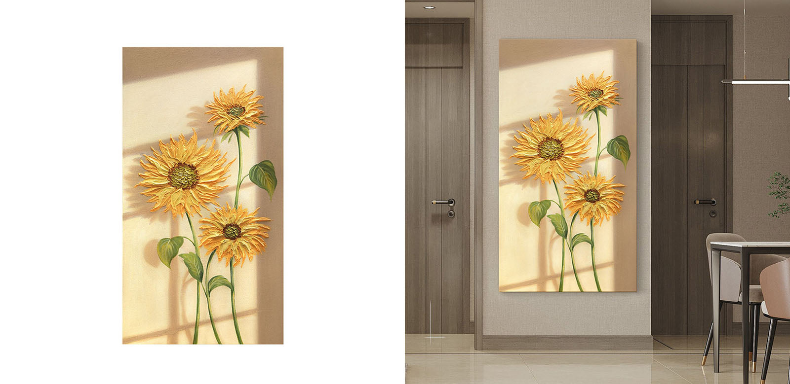 Sunflowers Leaves Framed Wall Art Print Multiple Size｜Rit Concept