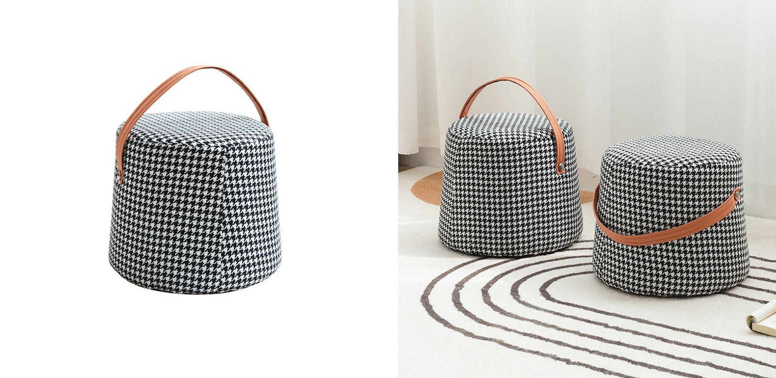 Houndstooth Round Footstool｜Rit Concept