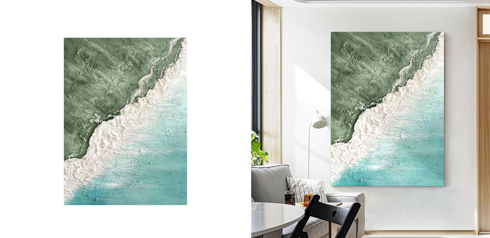 White Coastline Framed Wall Art Print Multiple Size｜Rit Concept