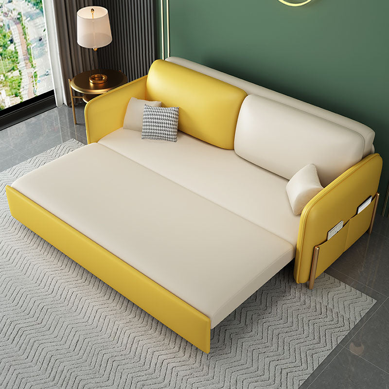 Burke Two Seater Sofa Bed, Yellow and White-Ritconcept-Rit Concept