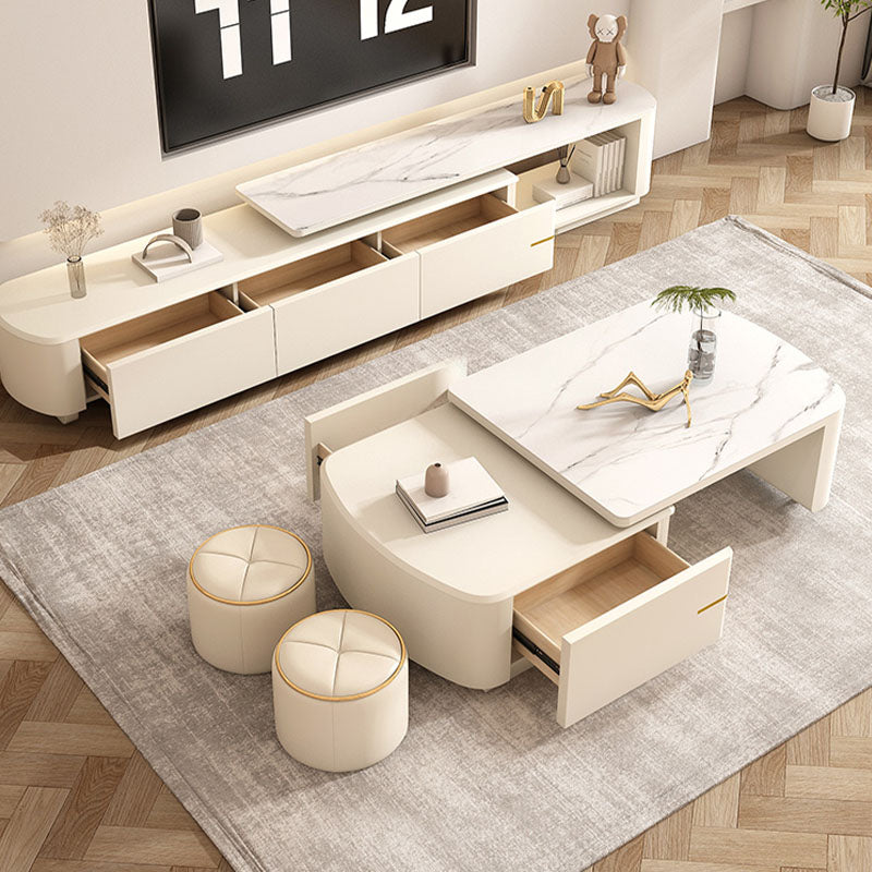 Anemone Living Room Set, Anemone Nesting Coffee Table With Two Stools｜Rit Concept